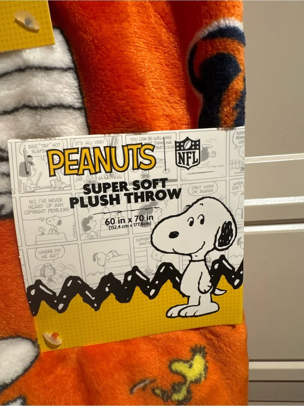 Peanuts Orange Snoopy & Charlie Brown Plush Throw Blanket